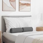 vidaXL Coussins d'accent 2 Pièces Gris foncé Ø 15 x 40 cm tissu