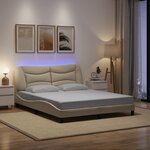 vidaXL Cadre de lit avec LED sans matelas Hvar crème 160x200 cm tissu