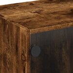vidaXL Meuble TV avec portes en verre chêne fumé 68x37x42 cm
