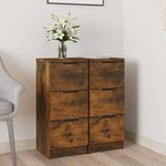 vidaXL Buffets 2 Pièces Chêne fumé 30x30x70 cm Bois d'ingénierie