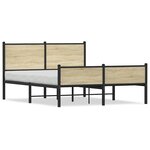 vidaXL Cadre de lit en métal sans matelas chêne sonoma 140x190 cm