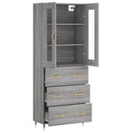 vidaXL Buffet haut Sonoma gris 69 5x34x180 cm Bois d'ingénierie