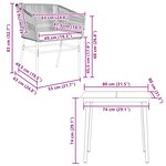 vidaXL Ensemble à manger jardin coussins 3Pièces marron poly rotin verre