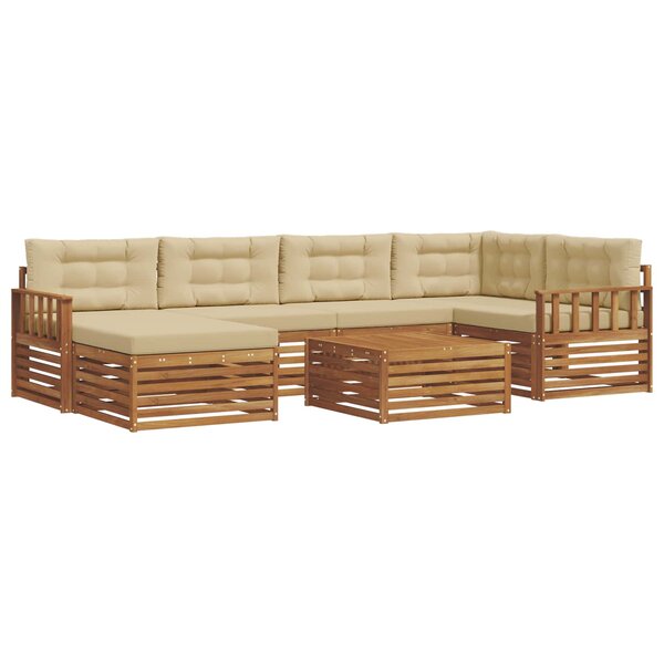 vidaXL Ensemble de canapés d'extérieur 7 pc Naturel et Beige