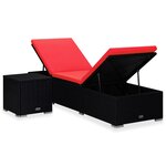 vidaXL Chaise longue avec coussin et table à thé Résine tressée Rouge