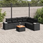 vidaXL Salon de jardin 7 Pièces avec coussins noir résine tressée