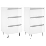 vidaXL Tables de chevet 2 Pièces blanc brillant 40x35x69 cm