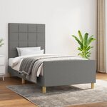 vidaXL Cadre de lit avec tête de lit Gris foncé 80x200 cm Tissu