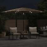 vidaXL Parasol de jardin avec LED et mât en acier marron 288x288x225cm