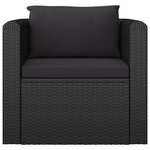 vidaXL Salon de jardin 7 Pièces avec coussins Résine tressée Noir