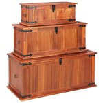 vidaXL Coffres de rangement 3 Pièces Bois d'acacia solide