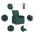 vidaXL Fauteuil de massage inclinable électrique Vert foncé Tissu