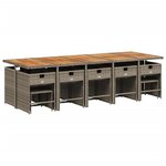 vidaXL Ensemble à manger de jardin 15 Pièces coussins gris résine tressée