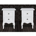 vidaXL Table de chevet 2 Pièces avec 2 tiroirs MDF Blanc