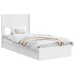 vidaXL Cadre de lit avec rangement et tête de lit Blanc 75 x 190 cm