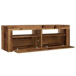 vidaXL Meuble TV avec lumières LED vieux bois bois d'ingénierie