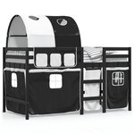 vidaXL Lit mezzanine enfants et tunnel blanc/noir 90x190 cm pin massif