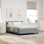 vidaXL Lit Box Spring avec Matelas et Éclairage LED Gris Clair 160x200 cm Tissu