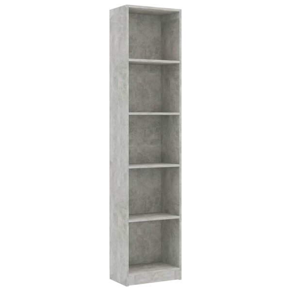 vidaXL Bibliothèque à 5 niveaux Gris béton 40x24x175cm Bois ingénierie