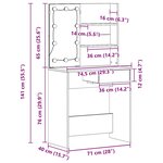 vidaXL Table de Toilette avec tiroir Chêne noir 74.5 x 40 x 141 cm