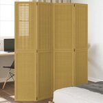 vidaXL Cloison de séparation 4 panneaux marron bois paulownia massif