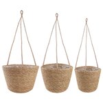 vidaXL Paniers à plantes en herbe de mer 3 Pièces Naturel Ø26 x 19 cm