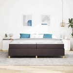 vidaXL Lit à ressorts Marron foncé et Blanc 200 x 200 cm tissu