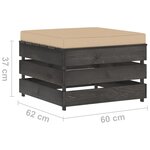 Salon de jardin meuble d'extérieur ensemble de mobilier 2 pièces avec coussins bois imprégné de gris 02_0015884
