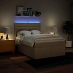 vidaXL Sommier à lattes de lit avec matelas Crème 140x200 cm Tissu
