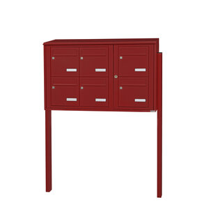 Bloc collectif Leabox 3x2  grade 3  simple face  extérieur  fixation sur pieds à sceller  rouge brun ral 3011 finition brillante