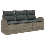 vidaXL Ensemble de canapé de jardin avec coussin 3 Pièces Gris Poly rotin