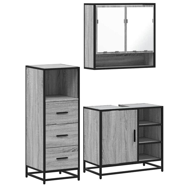 vidaXL Ensemble de meubles de salle de bain 3 Pièces Sonoma gris