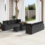 vidaXL Ensemble de canapé de jardin 11 Pièces Noir polyrotin