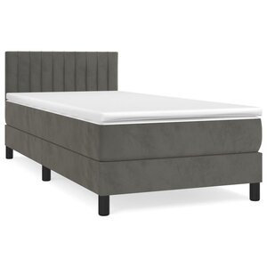 vidaXL Sommier à lattes de lit et matelas Gris foncé 90x200 cm Velours