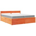 vidaXL Lit avec tiroirs/matelas cire marron 200x200 cm bois massif pin