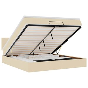 vidaXL Lit ottoman avec matelas et LED crème 180x200cm tissu