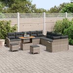 vidaXL Ensemble de canapé de jardin 13 Pièces Gris polyrotin