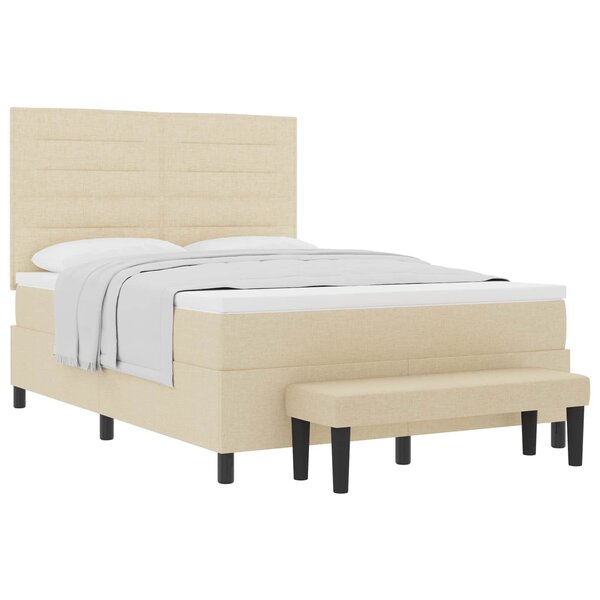 vidaXL Lit à ressorts avec tête de lit Crème 140 x 200 cm tissu