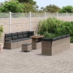 vidaXL Ensemble de canapé de jardin 11 Pièces Gris Poly rotin