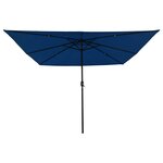 Parasol carré pour le jardin vidaXL avec lumières LED 295x245 cm Bleu azur