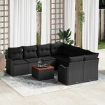 vidaXL Ensemble de canapé de jardin 9 Pièces Noir Poly rotin