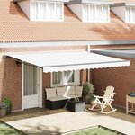 vidaXL Auvent Rétractable Blanc 450x300 cm tissu