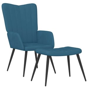 vidaXL Chaise de relaxation avec tabouret Bleu Velours