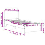 vidaXL Cadre de lit sans matelas avec tête de lit chêne fumé 75x190 cm