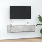 vidaXL Meuble TV en béton gris 100x31x25 5 cm en bois d'ingénierie