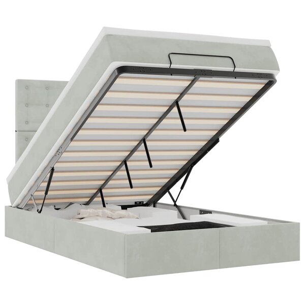 vidaXL Cadre de lit ottoman avec matelas gris clair 120x190 cm velours