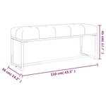 vidaXL Banc Gris 110x36x45 cm Velours