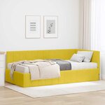 vidaXL Cadre de lit d'angle avec matelas Jaune 90 x 200 cm Velours