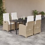 vidaXL Ensemble à manger de jardin avec coussins 5Pièces Beige poly rotin