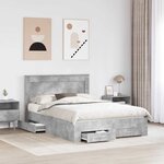 vidaXL Cadre de lit avec tiroir avec tête de lit Bois d'ingénierie